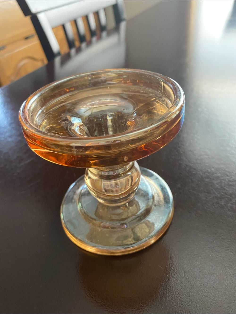 Amber Glass candle holder votive or pillar Candy Dish